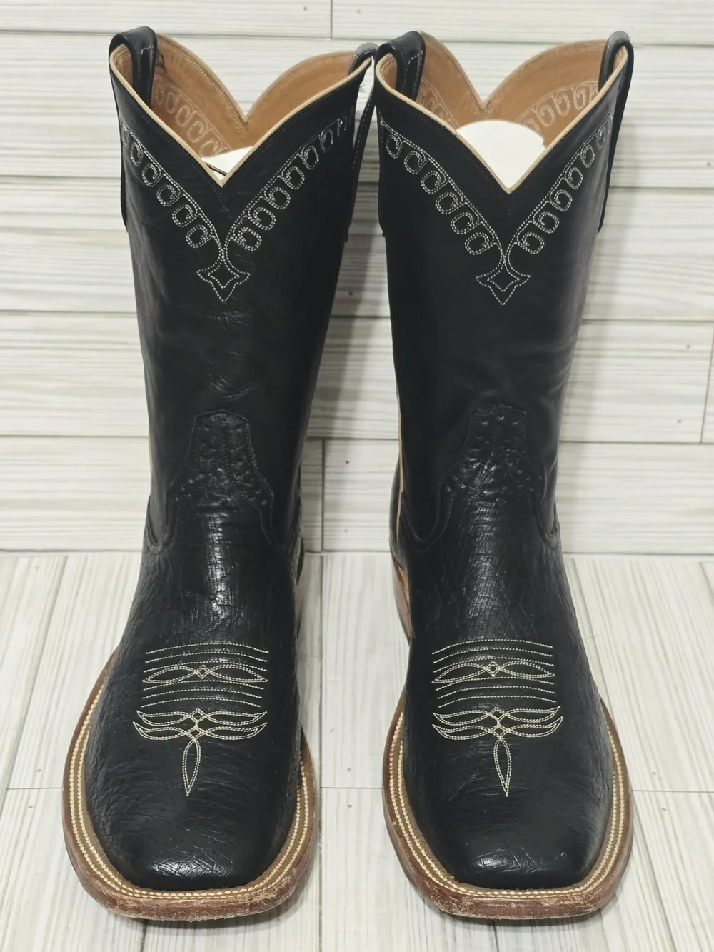 Rios of Mercedes Black Leather Cowboy Boots 9 D
